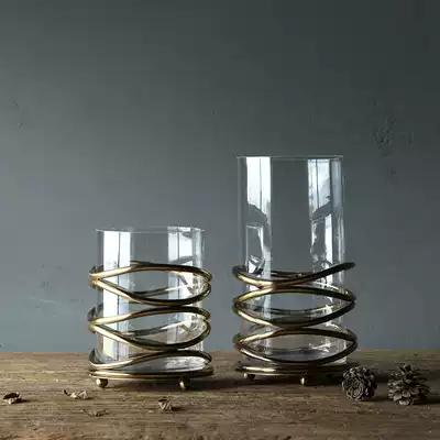 Alley trick-glass metal vase bookshelf ornaments transparent flower Ware TV cabinet display cabinet decorations