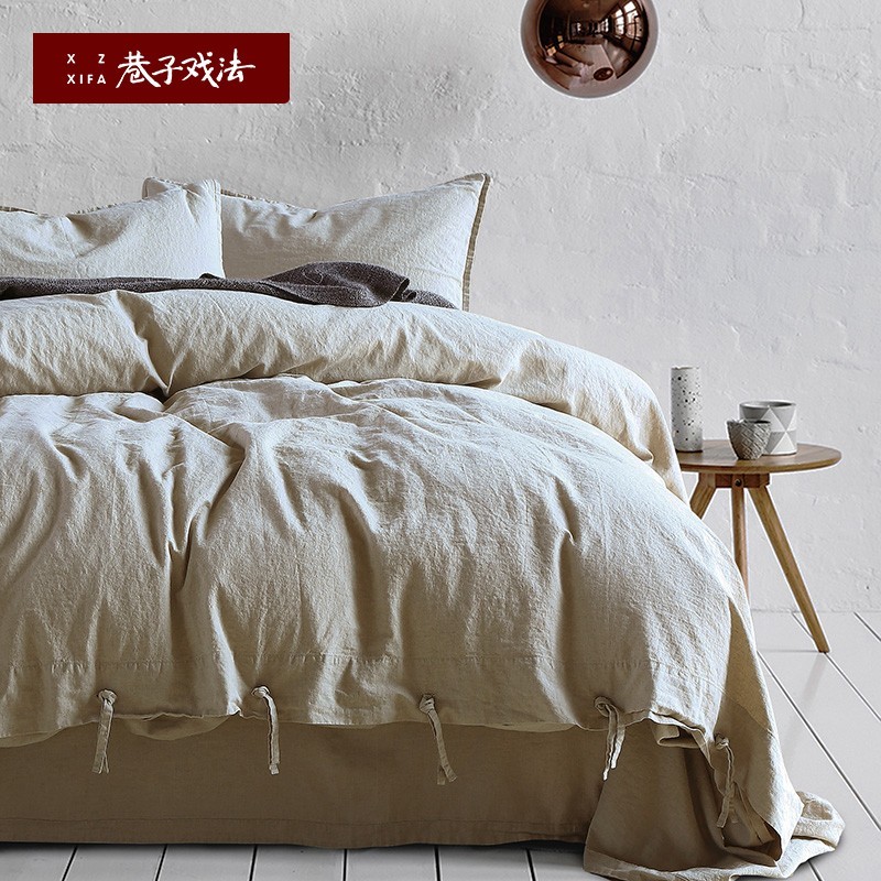 Alley Tricks imported linen beds Four pieces of cover Quilt Cover Four Seasons Universal Quilt Cover Bed Pint Spring Autummy Cotton Linen