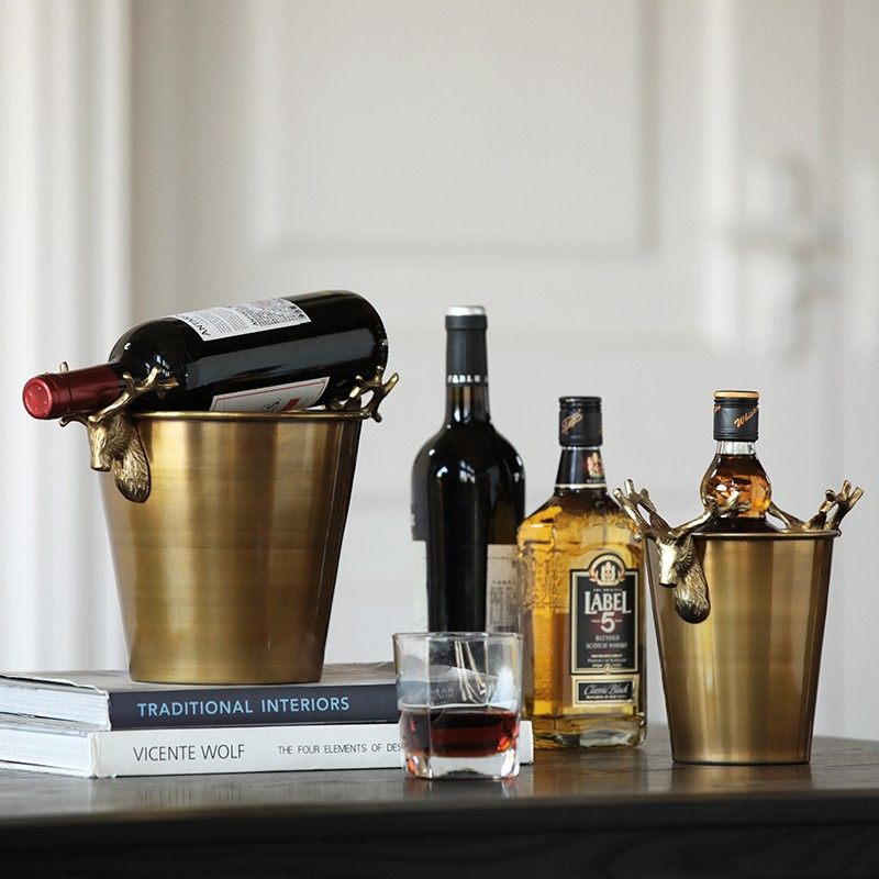 Alley trick ) Nordic light luxury ice barrel bar creative wine rack ornament ice cube barrel commercial champagne barrel