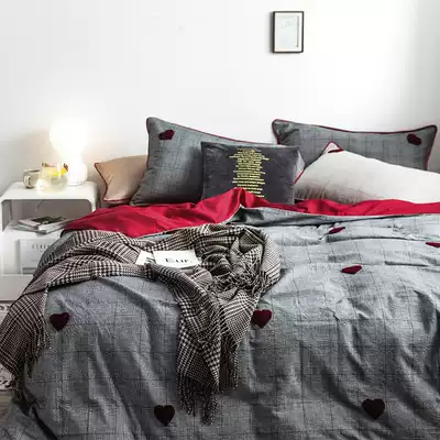 Alley trick) Nordic dyed thousand birds, washed cotton, long-staple cotton bedding sheets, bed sheets