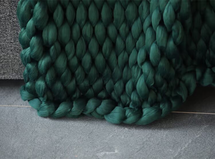 Ngõ thủ đoạn Shu Dày Dòng Xiantan sofa đan thô thảm đi Bắc Âu giải trí màu chăn màu xanh đậm - Ném / Chăn chăn lông cừu tây tạng