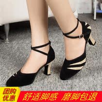 Female Latin dance shoes Adult Soft Bottom medium-high heel Morden ballroom Dancing Shoes Outdoor Rubber Bottom Dancing Shoes Spring Autumn