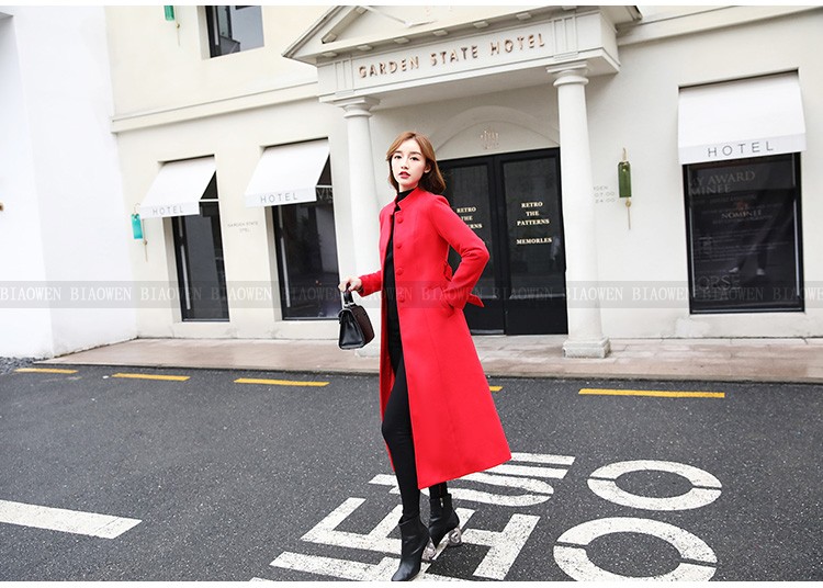 彪 彪 Áo len cổ áo dài phần cổ áo len cashmere áo khoác mùa đông 2018 - Áo khoác dài áo lông vũ