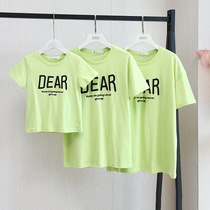 Pro-child clothing 2022 Summer new internet Red family of three-mouth Four-mouth embroidered letters short sleeve T-shirt Childrens whole family clothes