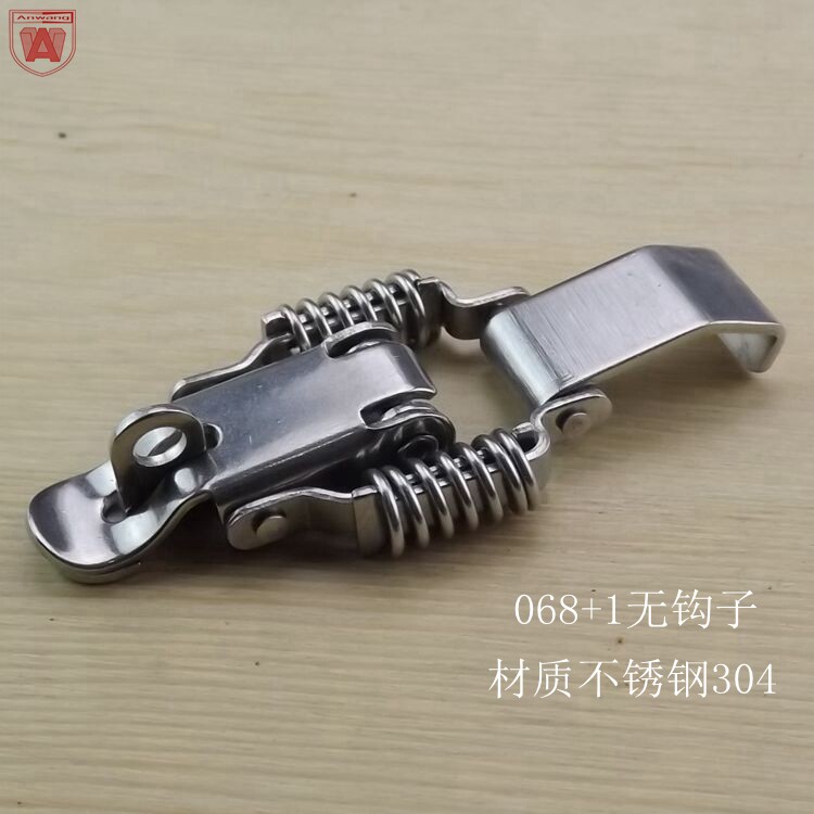 Stainless steel double spring with lock buckle wooden case padlock buckle case buckle bag 068 1 Stainless steel 304 without hook