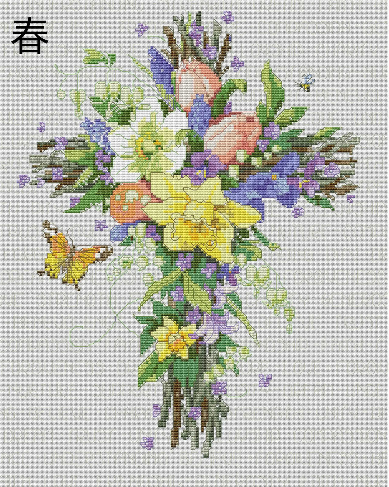 Cầu vồng thêu vuông chính hãng DMC Cross-Stitch từ phụ kiện Không in hoa chéo JAN Four Seasons - Bộ dụng cụ thêu tranh thêu chữ nhẫn