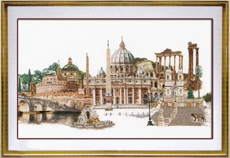 Rainbow thêu vuông chính hãng DMC Cross-Stitch Các bộ phận tự hỗ trợ Không in TG 499 Rome - Bộ dụng cụ thêu tranh thêu con công