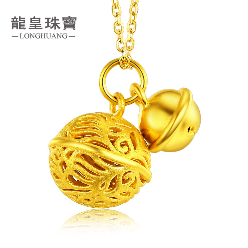 Dragon Emperor Jewelry 3D Hard Gold 999 Full Gold Palace Bell Jingle Cat Transfer Bead Gold Pendant Palace Cone Bell