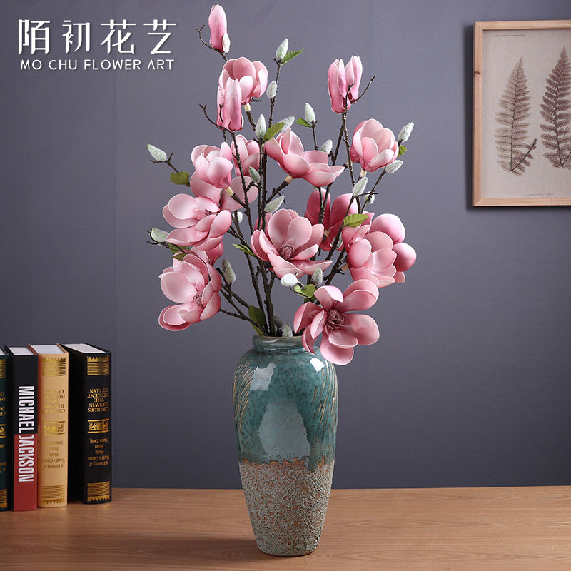 Chinese Yulang Simulation Flower Room Fittings Decorated Pocklain Single Branch Flower Desktop PU High-end Flower Gallery Orchid