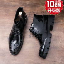 Autumn bright patent leather inner mens shoes 10cm hair stylist leather shoes mens high shoes 8cm high business casual shoes 6