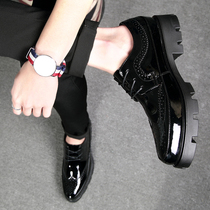Nightclub mens increased 10cm casual leather shoes mens bright hair stylist 8cm mens shoes Inner height wedding shoes men