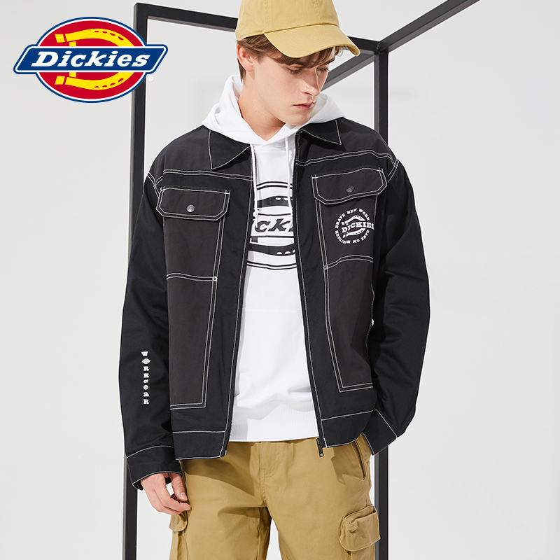 Dickies Multi-Pocket Jacket for Men, New Autumn and Winter Style, Casual and Versatile, Cotton-Filled, Black Windproof Top for Students