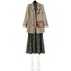 Spring 2022 high-end gray-brown lace-up floral dress British style age-reducing niche suit two-piece women