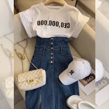 French Hong Kong flavor light cooked style suit skirt 2022 summer net red goddess fan style denim high-end sense two-piece women