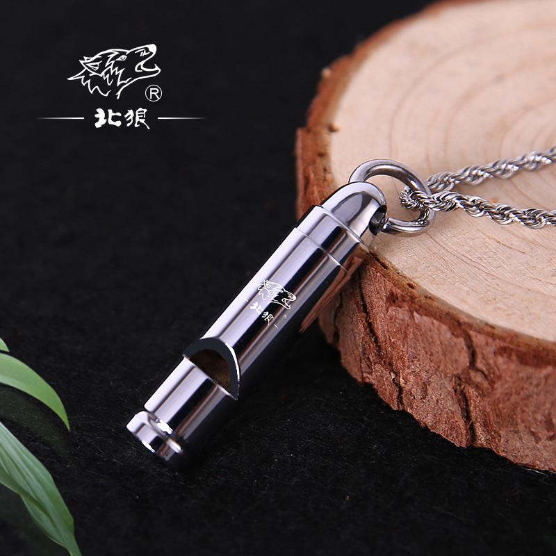 North Wolf Outdoor Training Treble Whistle Referee Custom Lettering Stainless Steel Whistle Pendant Necklace Children Courtson 0626