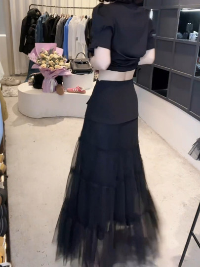 大码女装高级轻奢设计感纱裙半身裙2025春夏新款梨型a字中长裙子