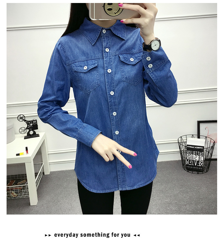 Áo sơ mi denim dày cộng với áo nhung nữ tay dài ấm áp mùa đông 2018 mới áo khoác nữ size lớn 	các mẫu áo sơ mi nữ dài tay đẹp