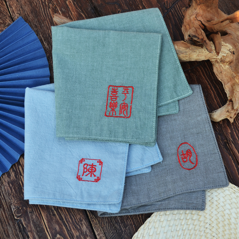 Handkerchief Ms. All cotton embroidery seal Name custom ancient style sweat towel handkerchief birthday present
