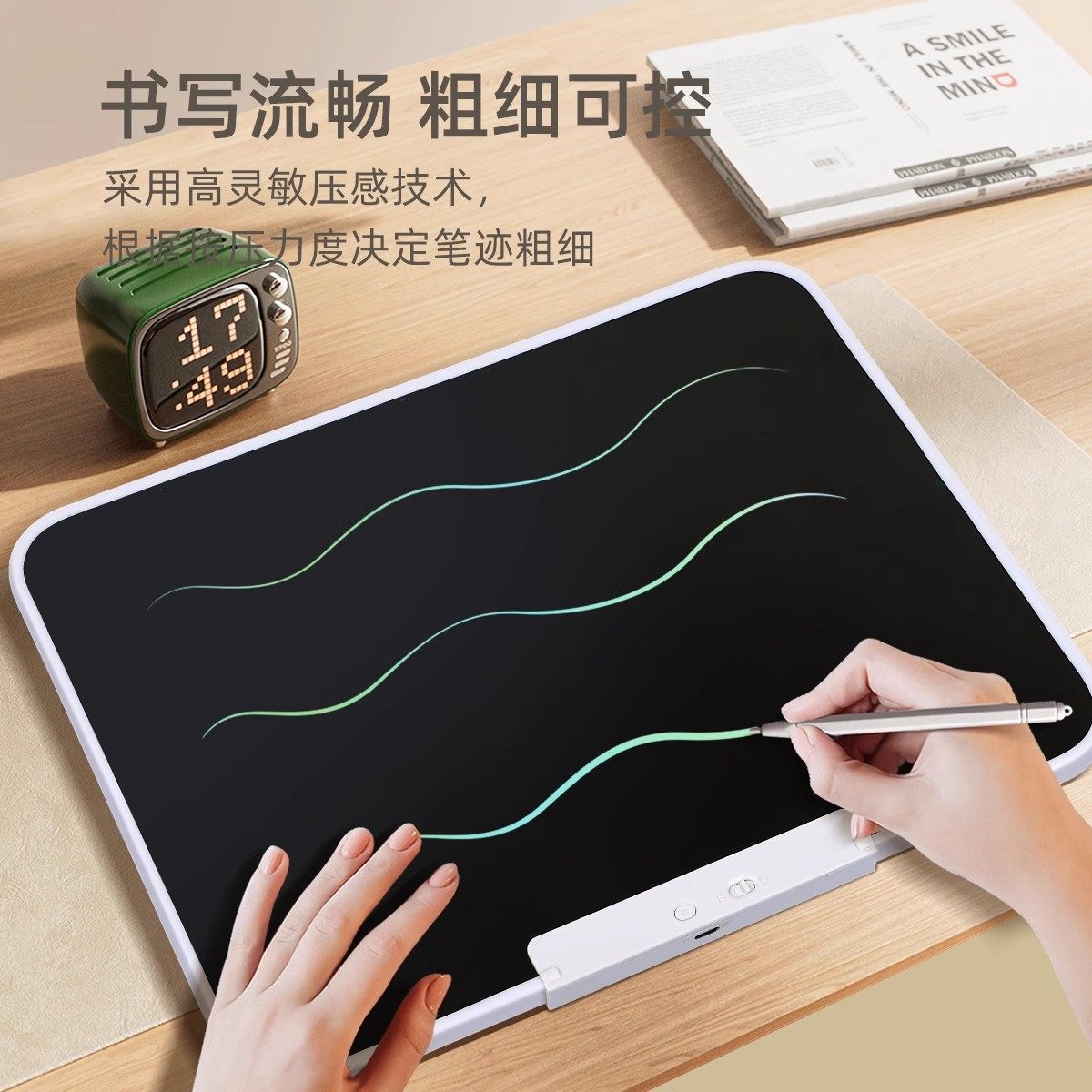 Large USB Rechargeable 16inch Baby Drawing Board for Children, Home-Use Lcd Handwriting Board, Colorful Doodle Painting and Writing Board for 3-Year-Olds