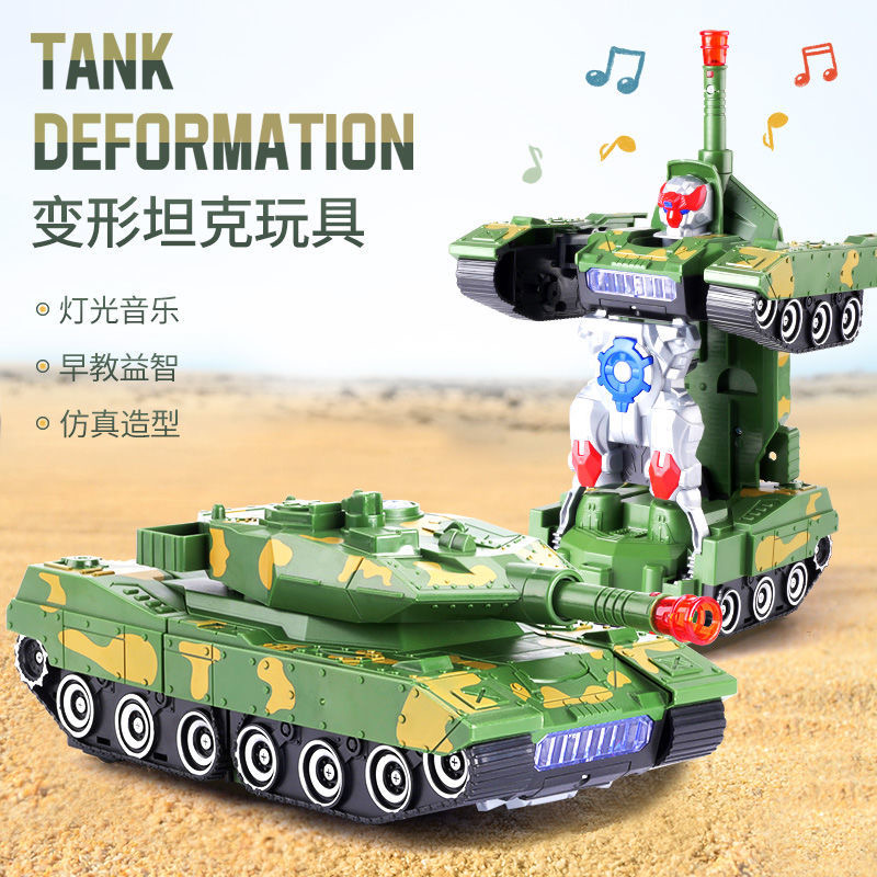 Stunt Transformers Tank Robot Armored Car Toy Lighting Music Rotating Car Children Boys Girls