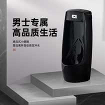 Black ceramic floor type hanging wall type urinal automatically sensing small poop home for men urinals urinals