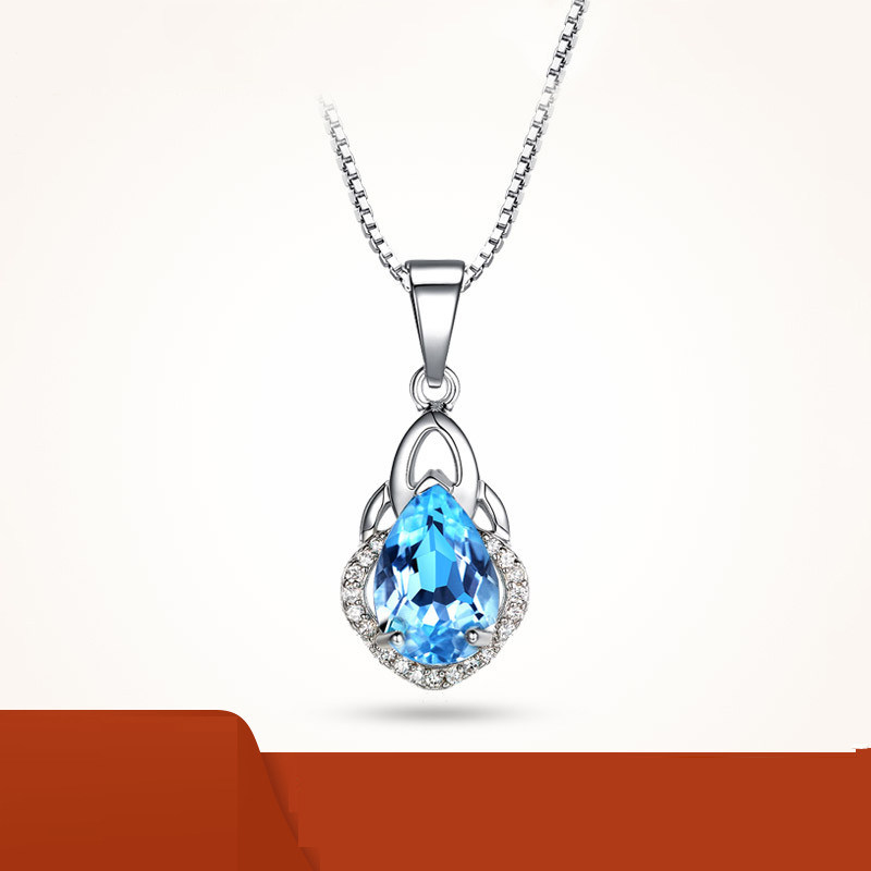 Topa stone pure silver necklace woman pendant luxury jewelry niche design birthday gift to girlfriend A