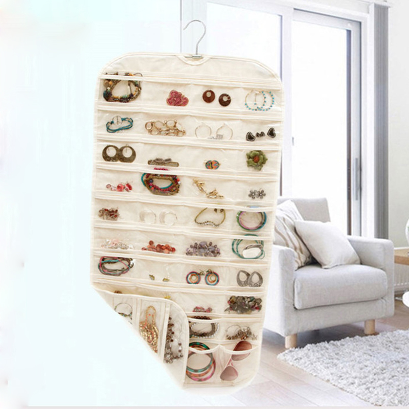 Storage hanging bag Nordic ins jewelry Double-sided fabric hanging wall necklace ring headdress Jewelry storage bag