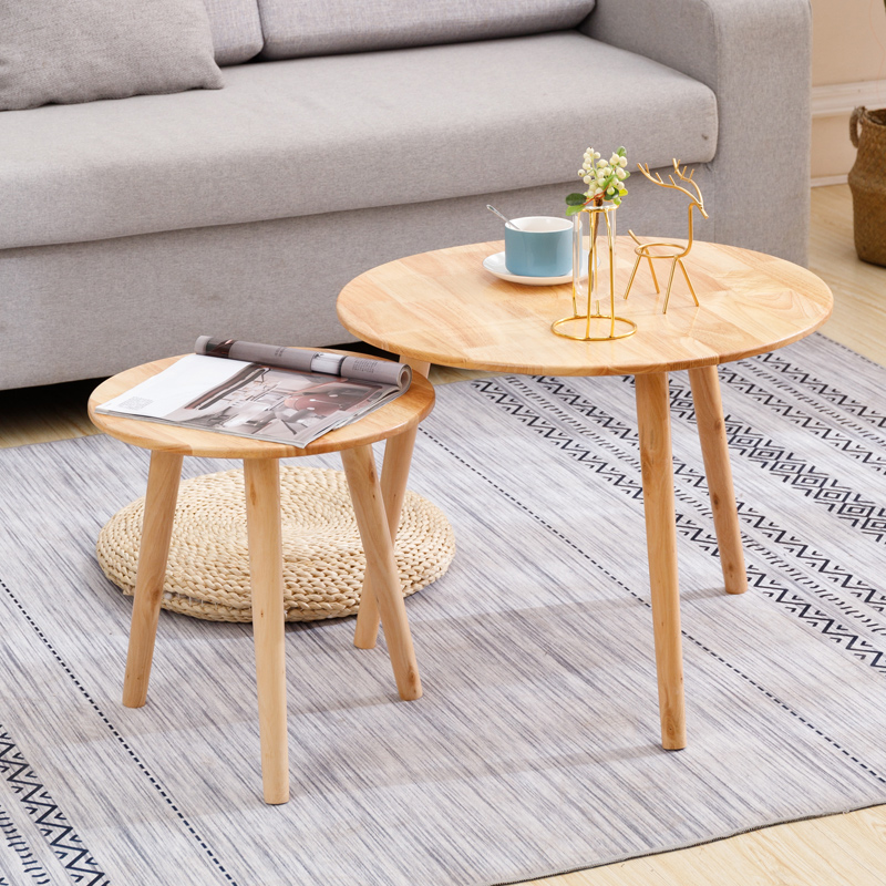 Minju pure solid wood side table Chinese guest round coffee table Nordic modern minimalist small table balcony oak coffee table