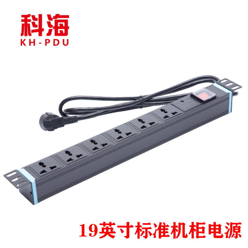 Kehai PDU cabinet socket machine room row plug power supply engineering plug 6 hole 10A switch lightning protection industrial terminal board