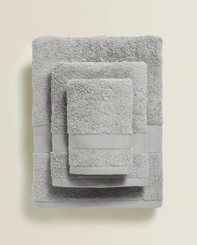 Zara Home Grey Người đàn ông và phụ nữ trưởng thành có khả năng hấp thụ cao Giặt khăn bông 44512013802 - Khăn tắm / áo choàng tắm