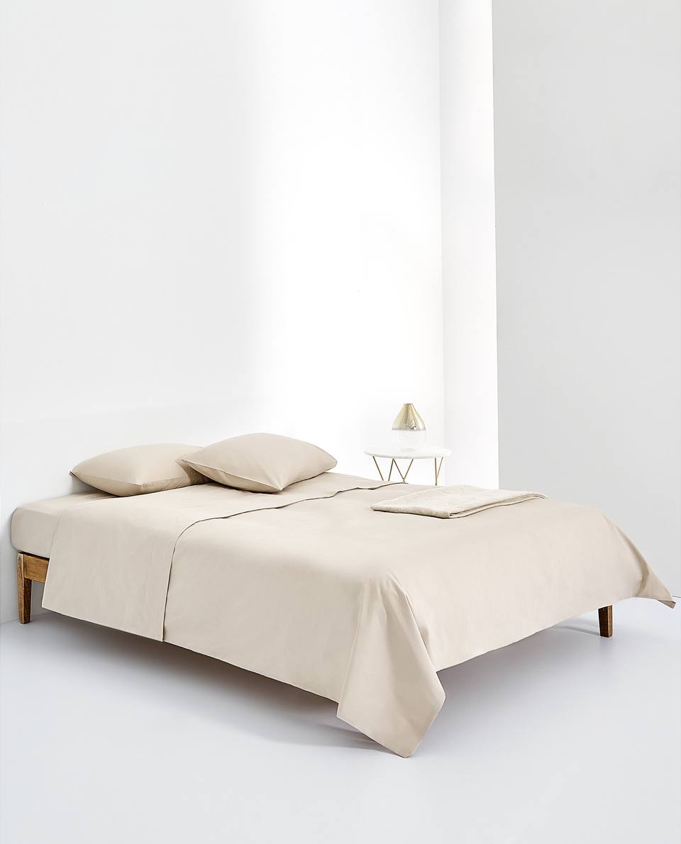 Zara Home mô hình cơ bản màu be của dệt chặt bông tấm top Single Double duy nhất mảnh 40005089711 - Khăn trải giường ga giường màu xám
