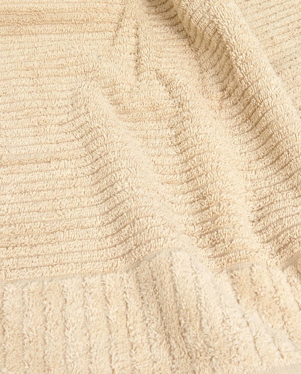 Zara Home Màu be sọc Jacquard Cotton Trẻ em Người lớn Giặt Khăn lớn Khăn tắm 41527013710 - Khăn tắm / áo choàng tắm khan khach san