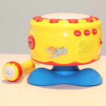 BAOLI hand drum three character spin electric beat drum toy infant education early education 1-3 year old gift