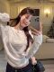 White Gentle Style Design Lace Splicing Long-Sleeve T-Shirt for Women, Autumn Casual Age-Reducing Base Shirt Top