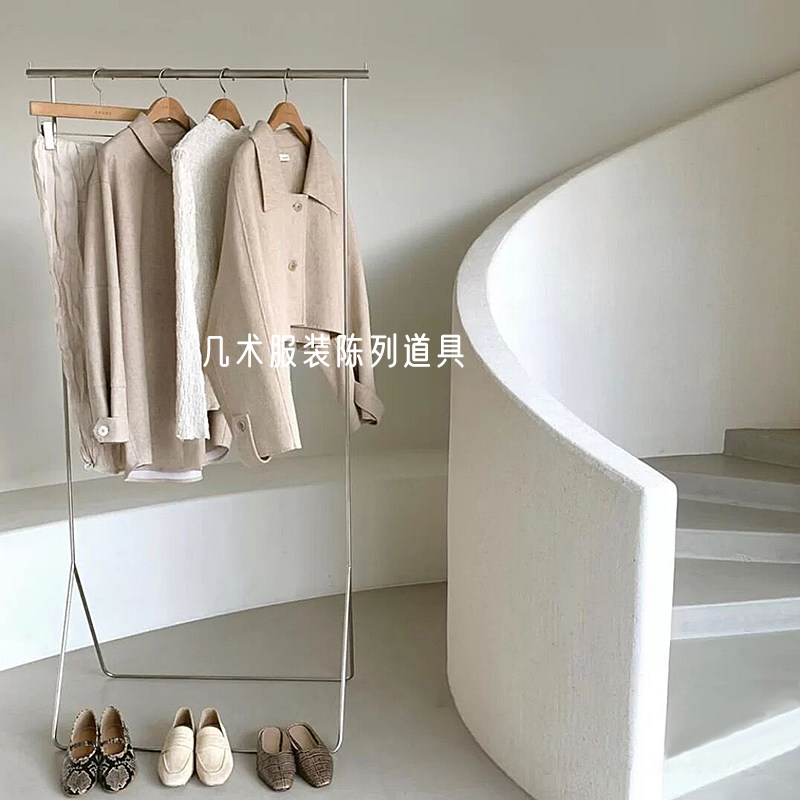 Women's Clothing Special Clothing Store Shelves Shelves Show Shelves Children Landing Style Clothes Hanging Clothes Poles Middle Island Display Shelf Silver