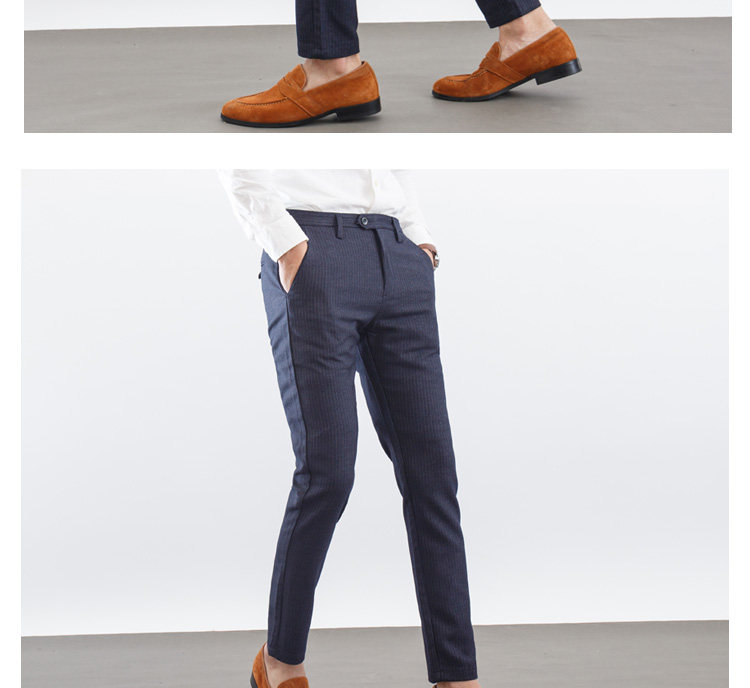 Quần sọc mùa thu nam quần tây mỏng Anh thanh niên cỡ lớn chân quần nam quần không dính tóc quần short jean nam