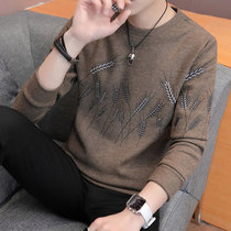 2021 New Spring Autumn long sleeve T-shirt mens Tide brand cotton round neck Korean version of youth thin mens base shirt