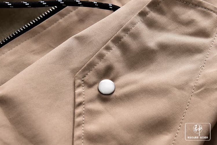 DHDW079 2018 mùa thu mới màu rắn giản dị trùm đầu dây rút áo khoác hoang dã dài áo khoác jean nữ