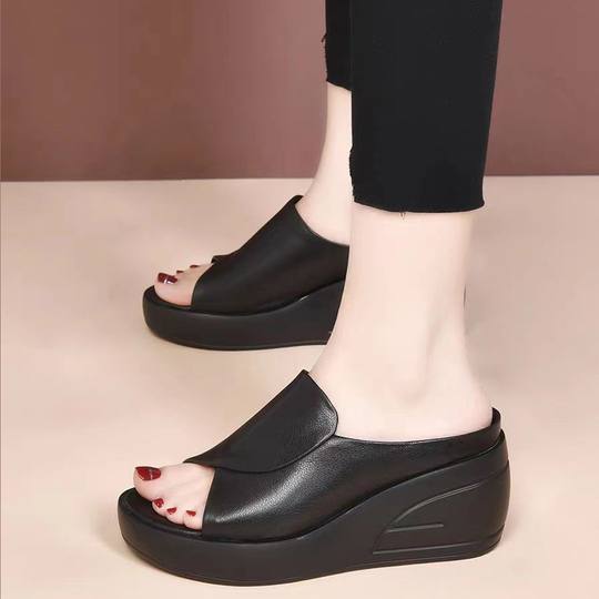 Brand Height-Increasing Shoes, Thick-Soled Slippers for Women, Summer Wedge Shoes for Women, 2025 New Summer Open-Toe Slip-On Sandals