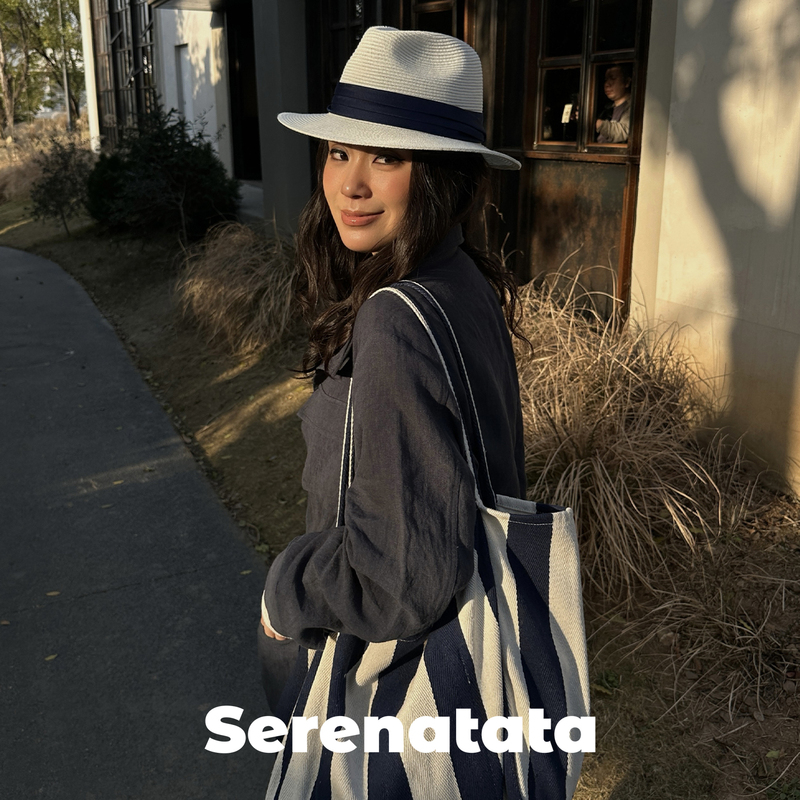 Serenatata |   French-Style Navy Blue Handmade Straw Hat