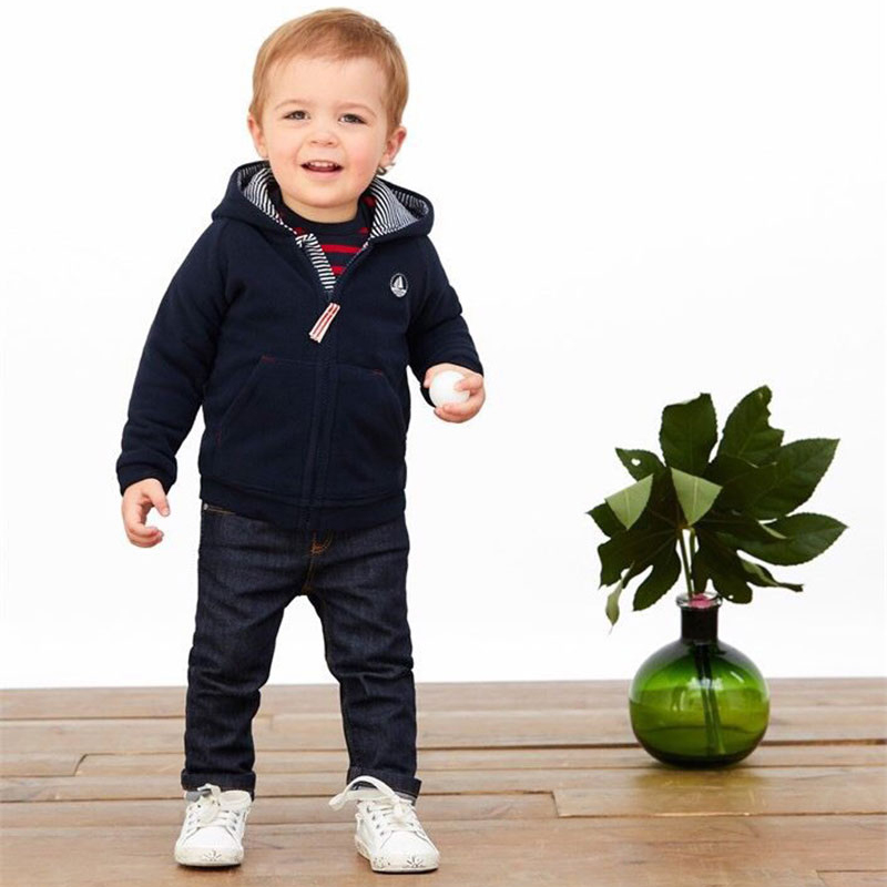 French single autumn and winter baby coat newborn boy and children's granule - plug jacket warm sports tops