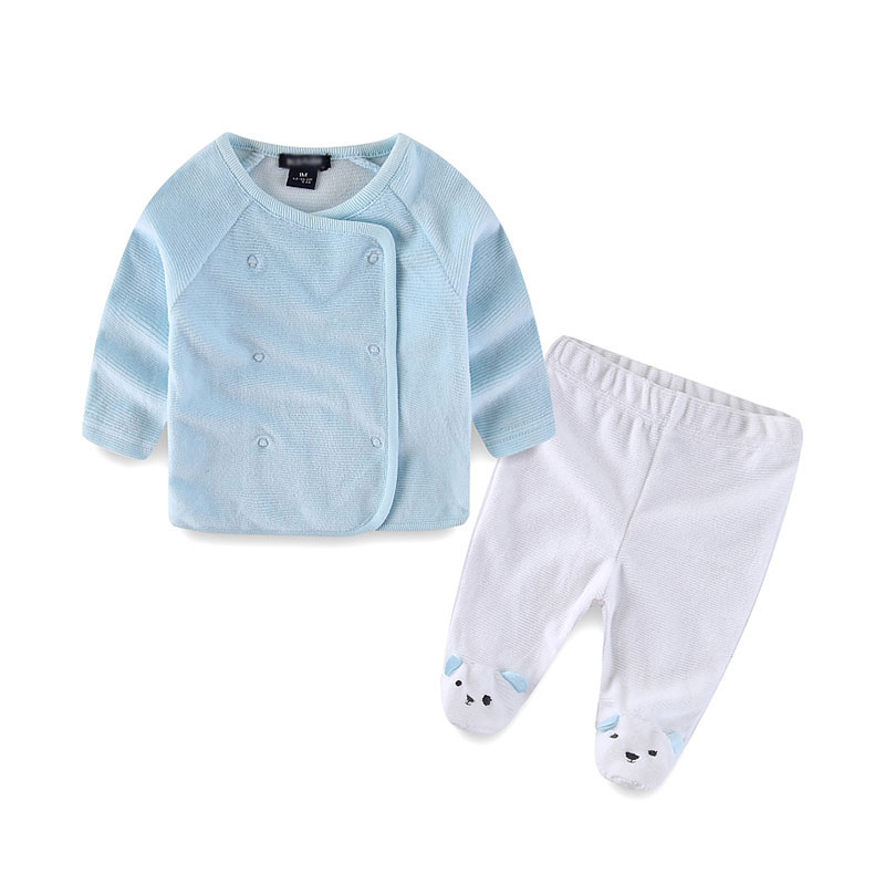 Fasingles KIABI newborns premature baby, velvet blouse jacket bag-footed pants two sets of small yard clearance