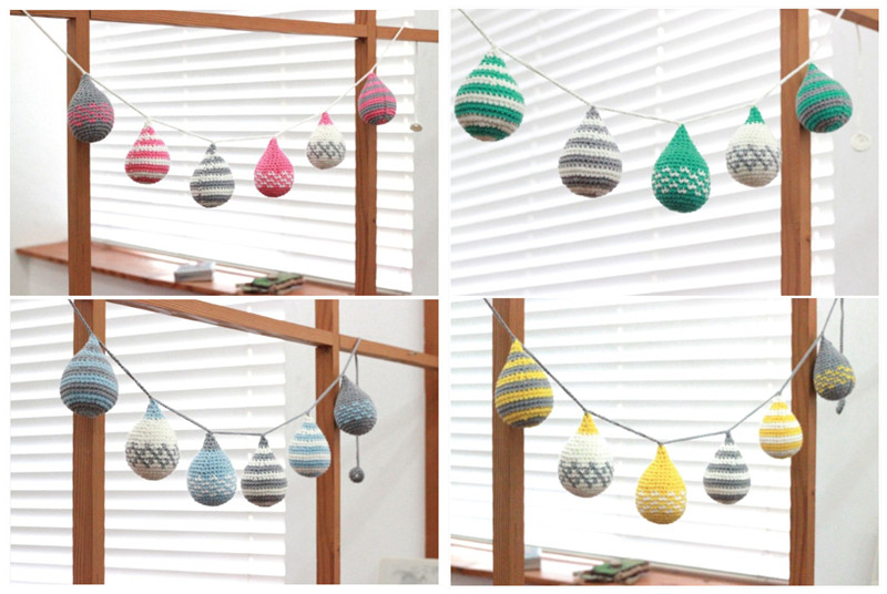 Live well with the same Korean version of handmade knitted milk cotton water drop hanging string children's room decoration wall wall hanging wall decoration