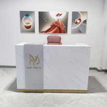 Modern light luxury style counter beauty salon marble paint front desk high-grade solid wood company reception desk cash register