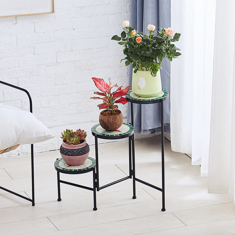 Outdoor courtyard garden balcony flower rack shelf ladder floor-to-ceiling multi-layer wrought iron potted decoration shelf rainproof