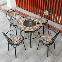 Outdoor BBQ tables and chairs combined courtyard household carbon grilled mosaic barbecue stand outdoor garden balcony