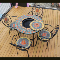 BBQ Table Outdoor courtyard home mosaic iron barbecue outdoor barbecue commercial carbon grilled