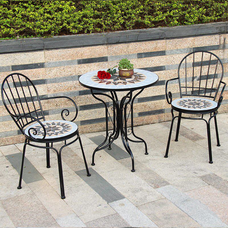 Outdoor wrought iron leisure table and chair combination kit terrace courtyard dessert shop western restaurant bar coffee table European style