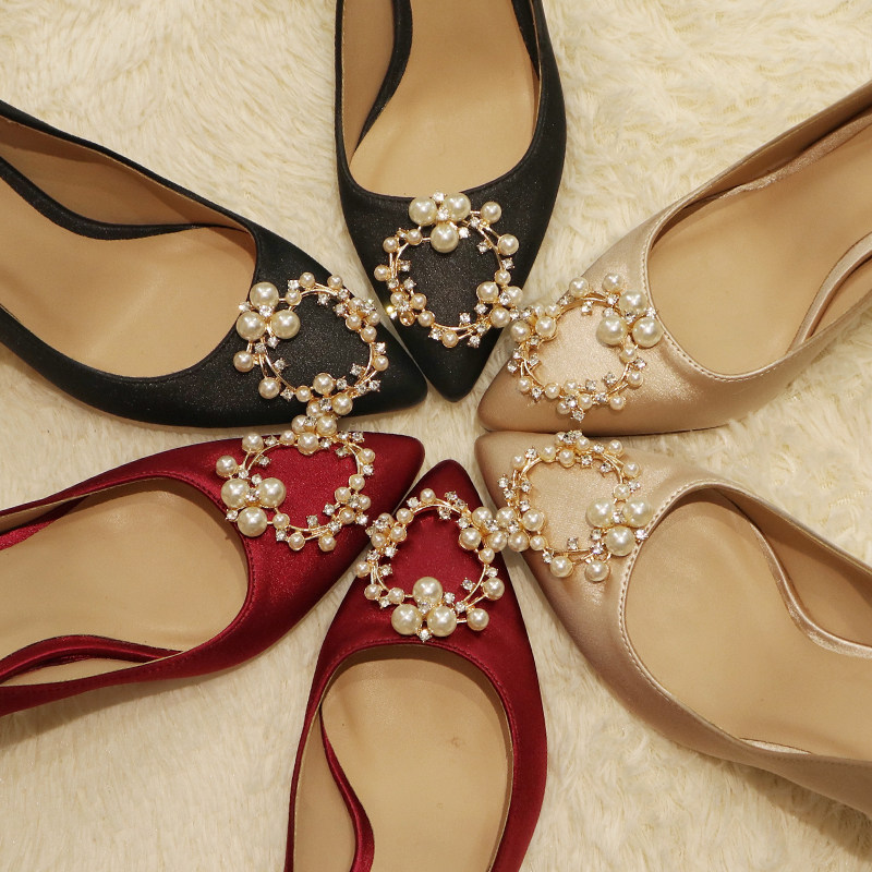 2019 spring new bridesmaids wedding shoes women sexy 100 hitch drill tip fine heel single shoe woman red heels