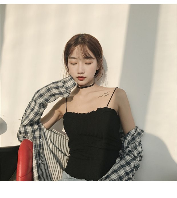 Thời trang hàn quốc nhỏ gợi cảm áo len dệt kim vest vest giảm béo mặc đáy áo sơ mi không tay nữ thoi trang nu
